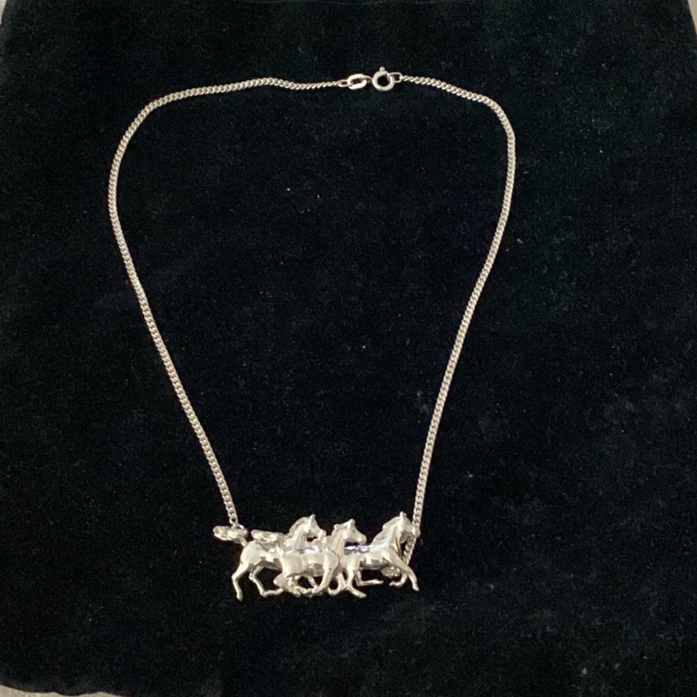 Kabana Sterling Silver 3D Running Arabian Horse Necklace